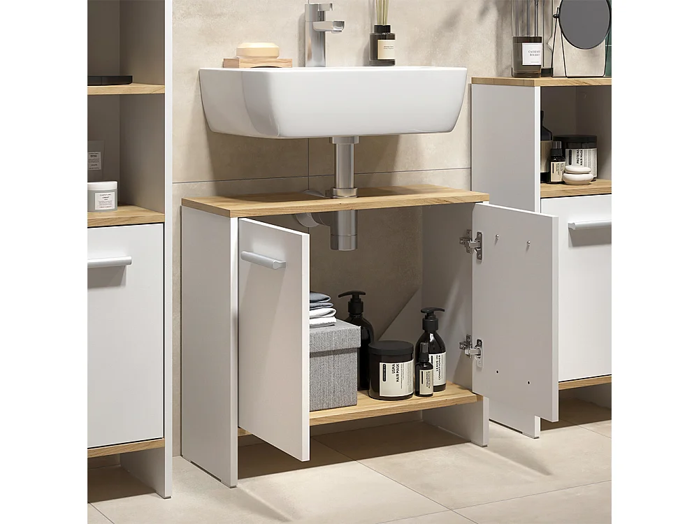 Meubles bain chêne blanc/force de lor 63.8x26.3x57 karli