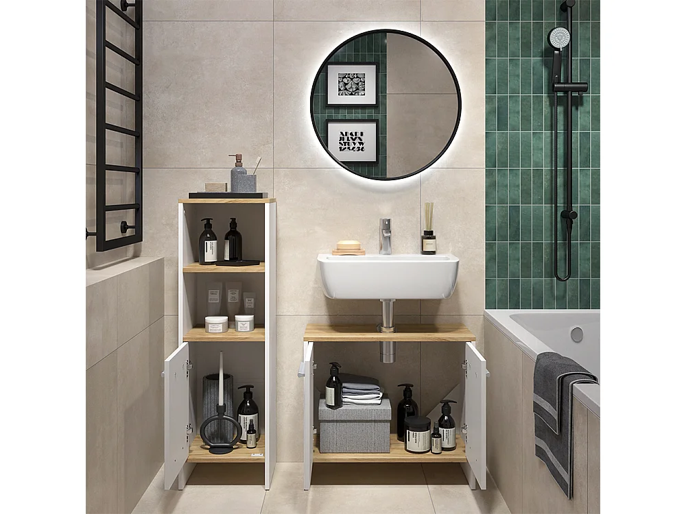 Meubles bain chêne blanc/force de lor 63.8x26.3x57 karli