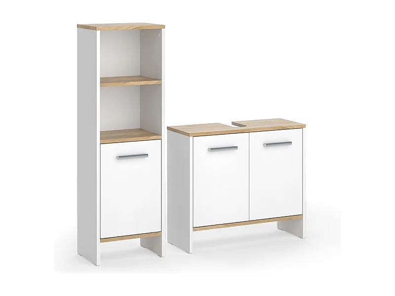 Conjunto de móveis de banheiro carvalho branco/dourado 63.8x26.3x57 karli