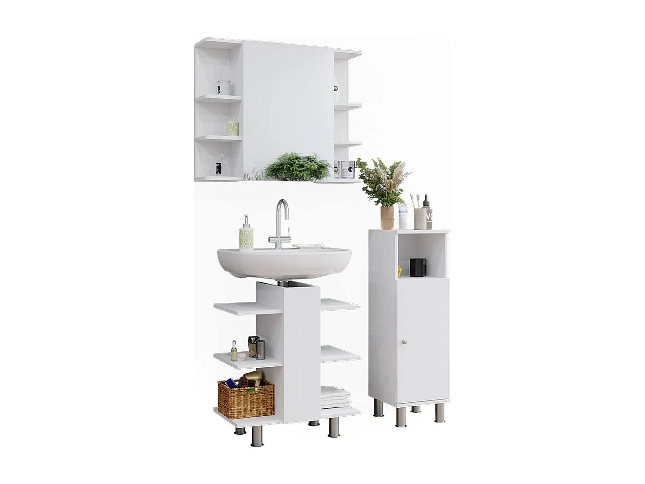 Meubles bain blanc 79.6x36.6x95 fynn