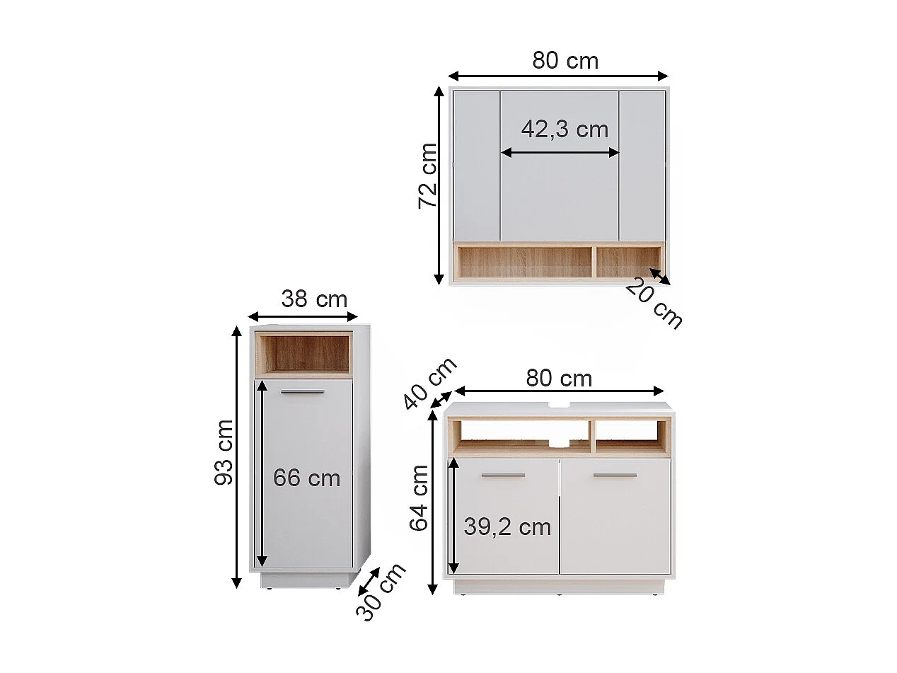 Badmöbel-Set weiß 80x40x64 beatrice