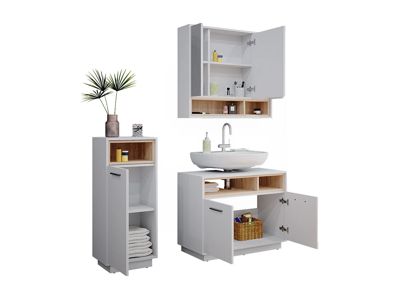 Meubles bain blanc 80x40x64 beatrice