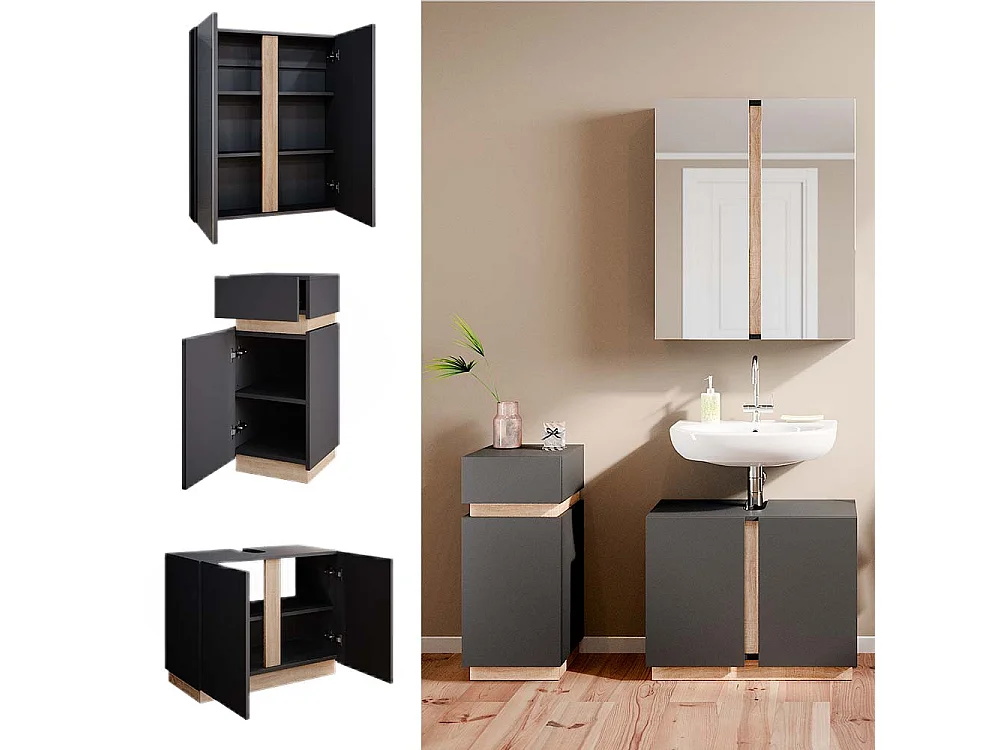 Set di mobili da bagno antracite 70x34x55 gloria