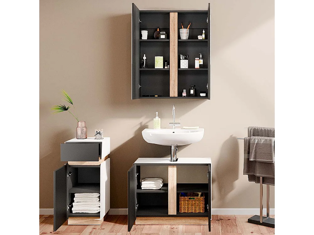 Meubles bain anthracite 70x34x55 gloria