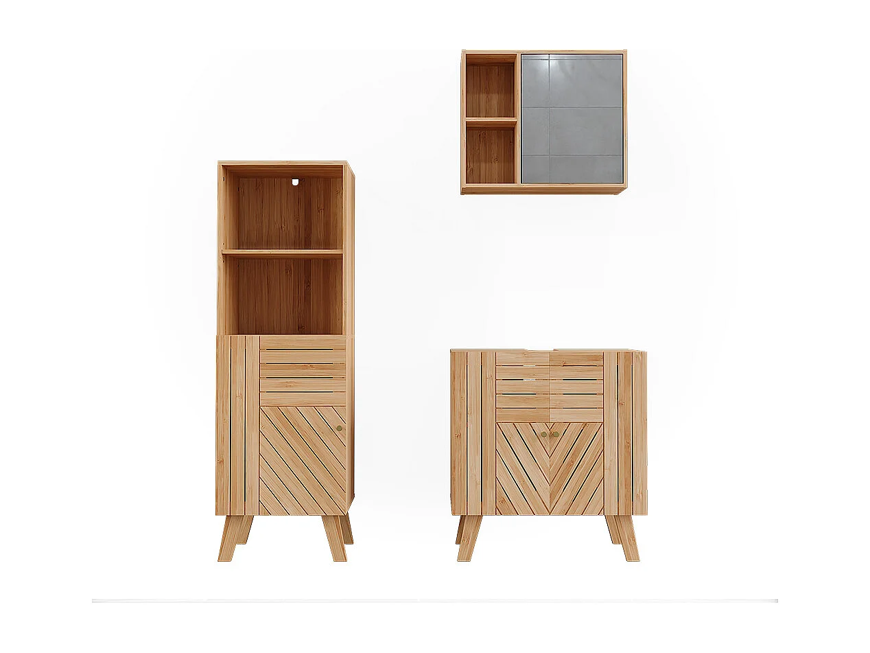 Set di mobili da bagno bambù 60x36x65 lucie
