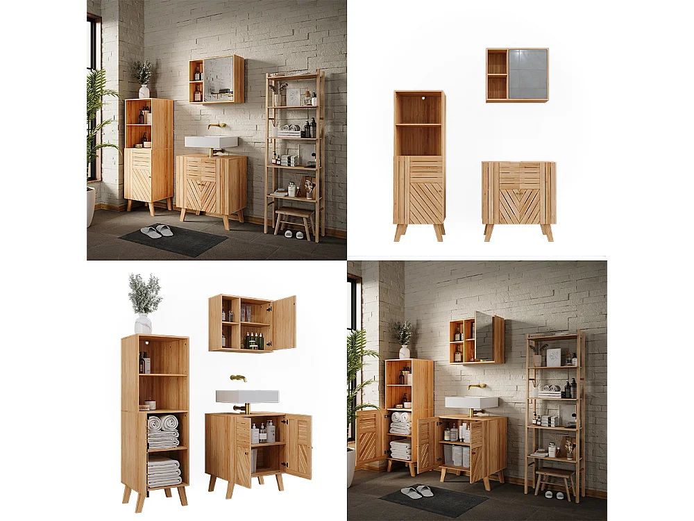 Ensemble de meubles de salle de bains bambou 60x36x65 lucie