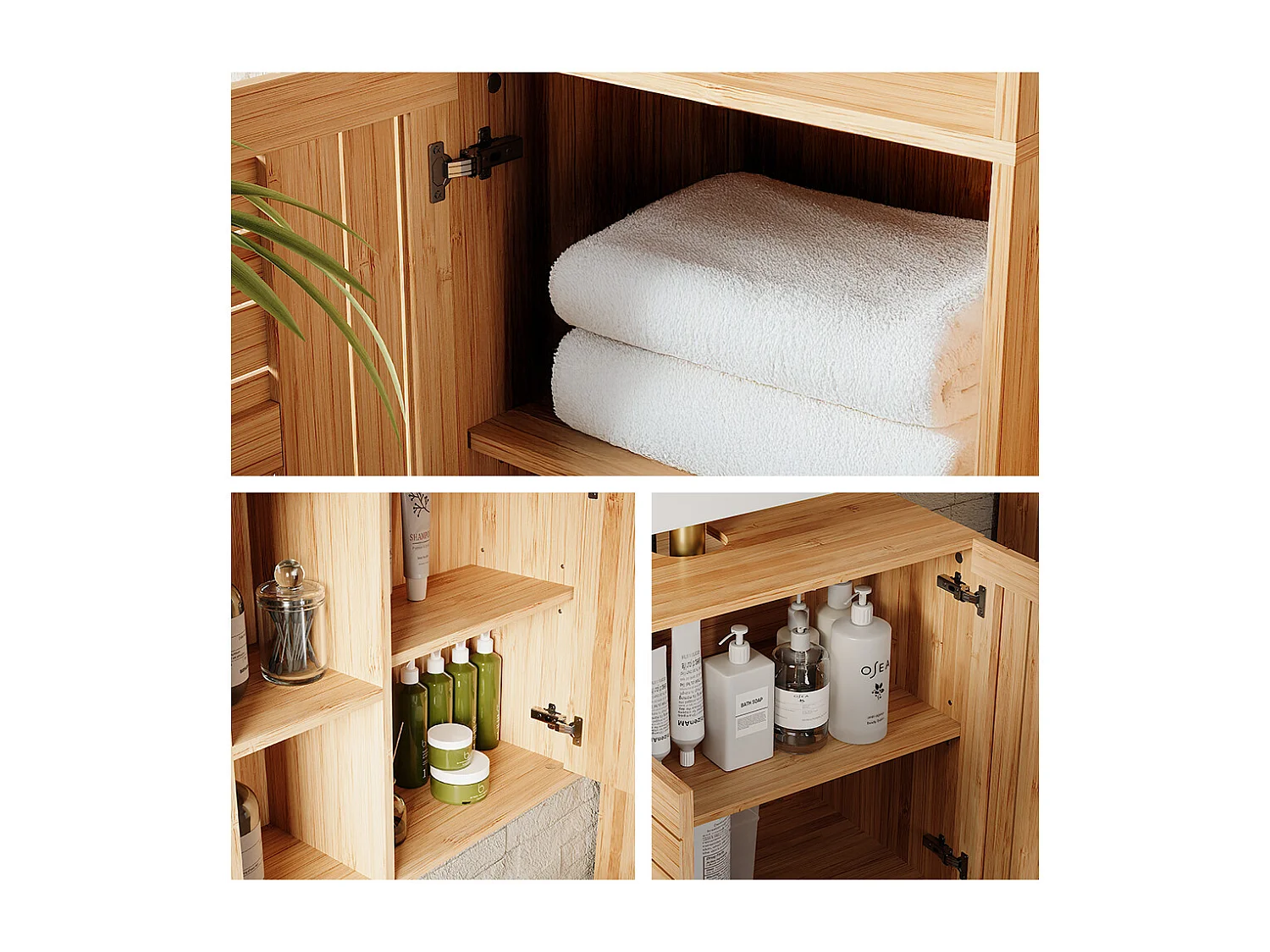 Ensemble de meubles de salle de bains bambou 60x36x65 lucie