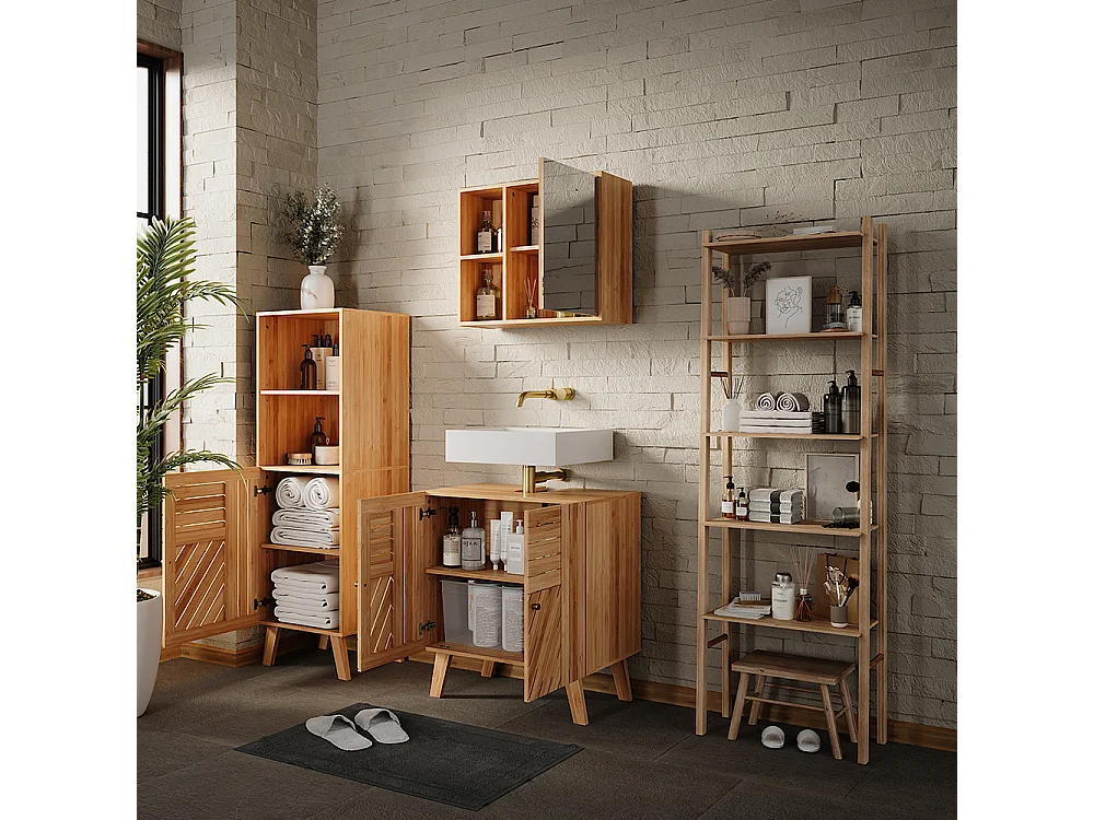 Ensemble de meubles de salle de bains bambou 60x36x65 lucie