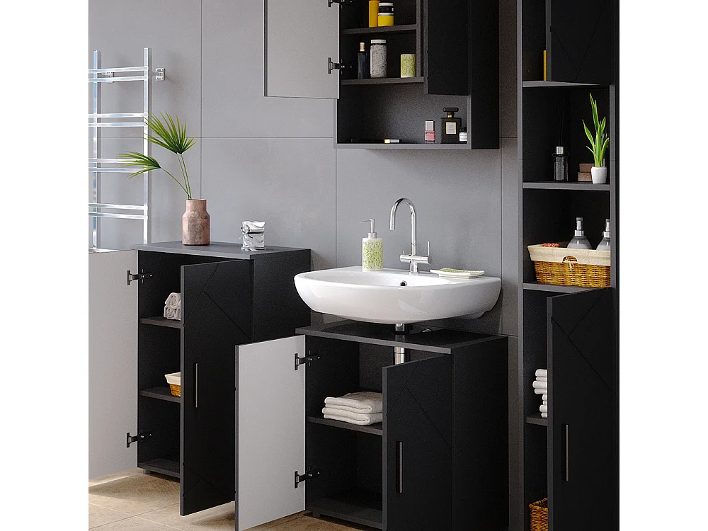 Meubles bain anthracite haute brillance 80x41x58.6 irma