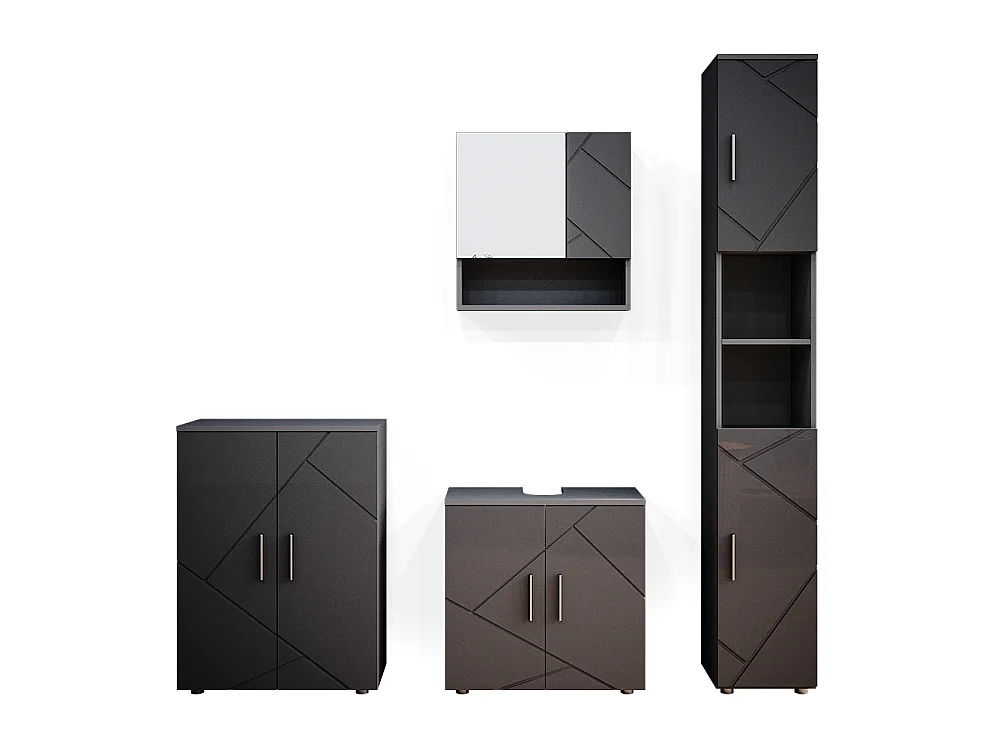 Badkamermeubel set antraciet hoogglans 80x41x58.6 irma