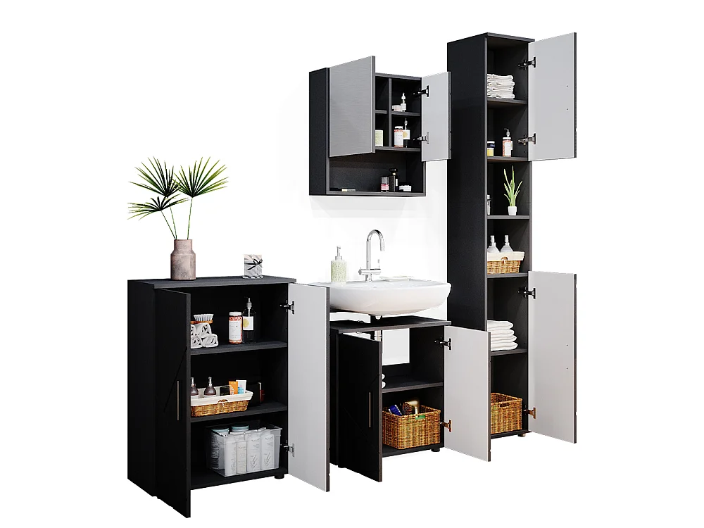 Badkamermeubel set antraciet hoogglans 80x41x58.6 irma