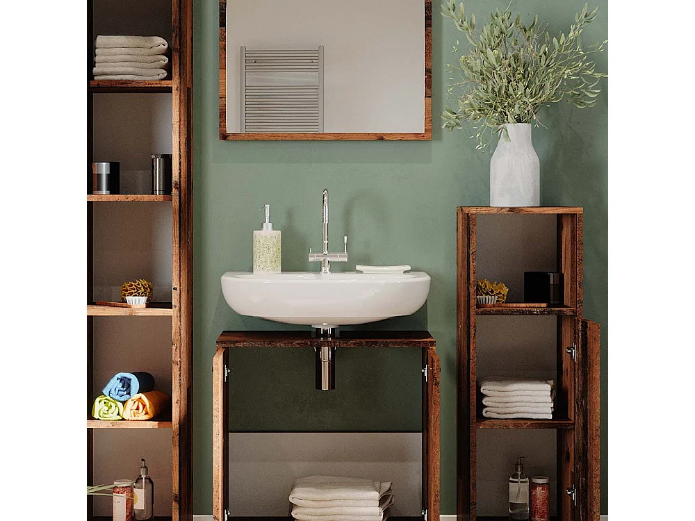 Conjunto de muebles de baño roble rústico 58x33x60 kiko