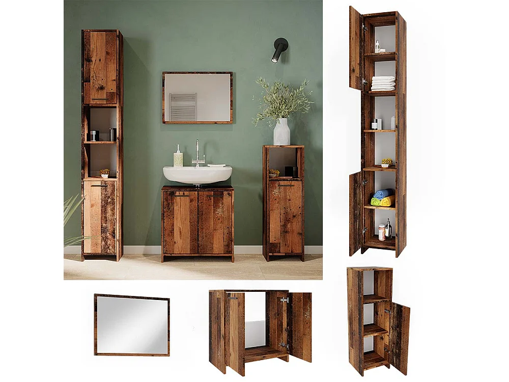 Meubles bain chêne rustique 58x33x60 kiko