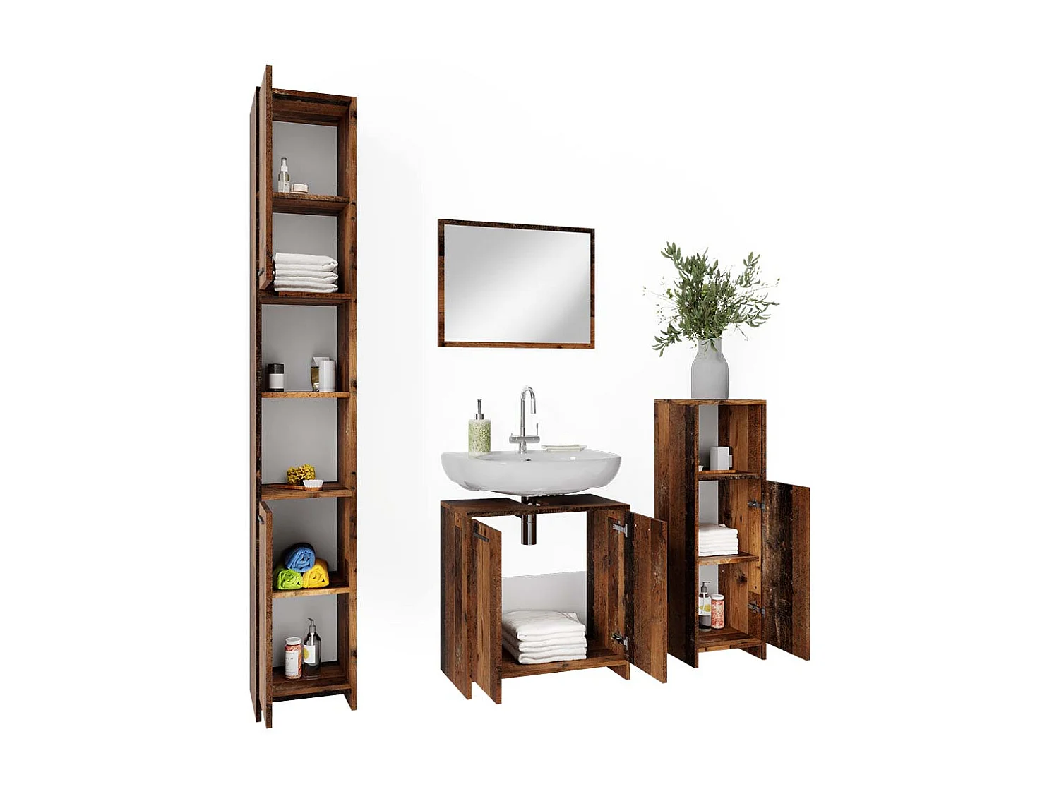 Meubles bain chêne rustique 58x33x60 kiko