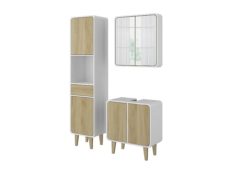 Meubles bain blanc/chêne 60x30x61 arla