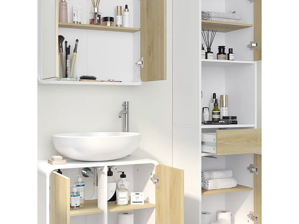 Meubles bain blanc/chêne 60x30x61 arla