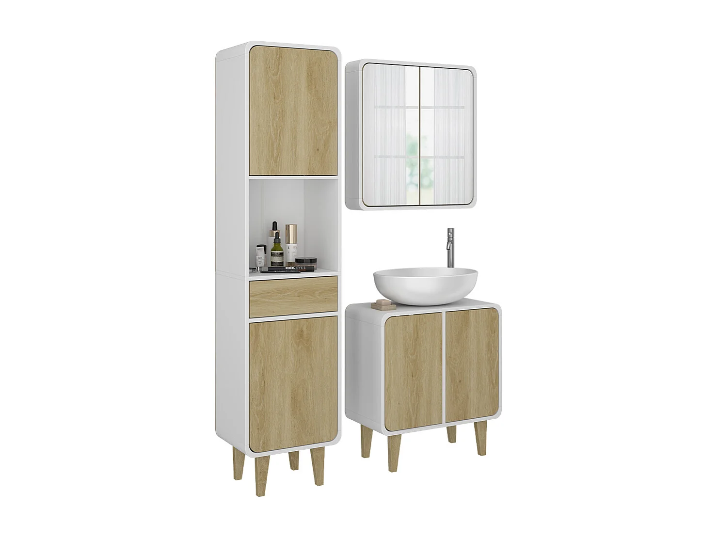 Meubles bain blanc/chêne 60x30x61 arla