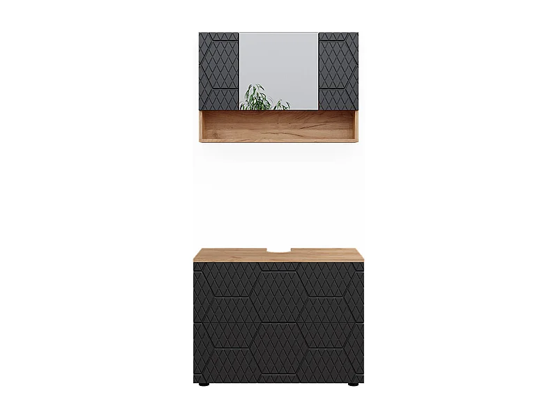 Set mobili bagno antracite con struttura a nido dape 80x41x58.6 irma