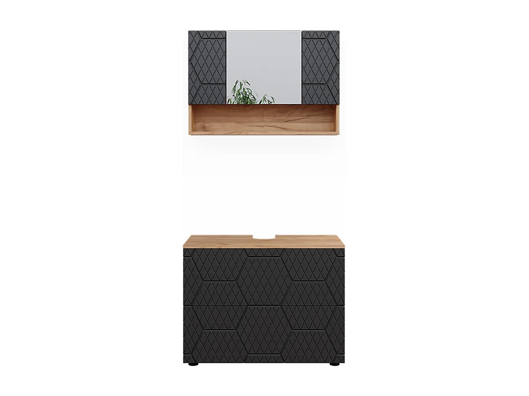 Meubles bain anthracite avec structure en nid dabeille 80x41x58.6 irma