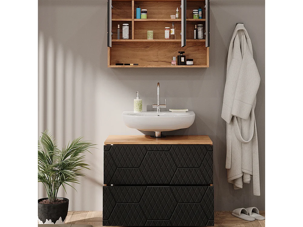 Meubles bain anthracite avec structure en nid dabeille 80x41x58.6 irma