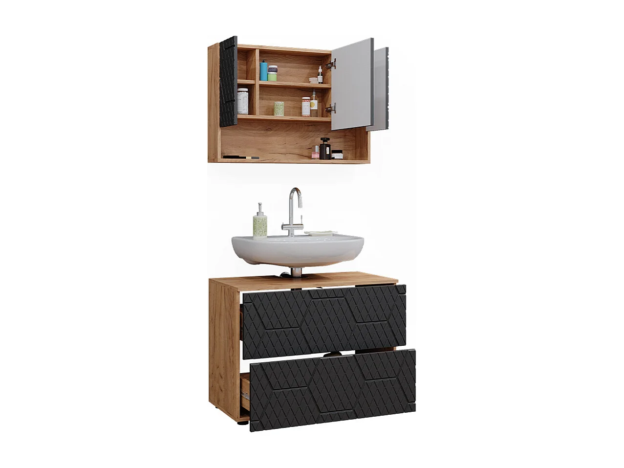 Meubles bain anthracite avec structure en nid dabeille 80x41x58.6 irma