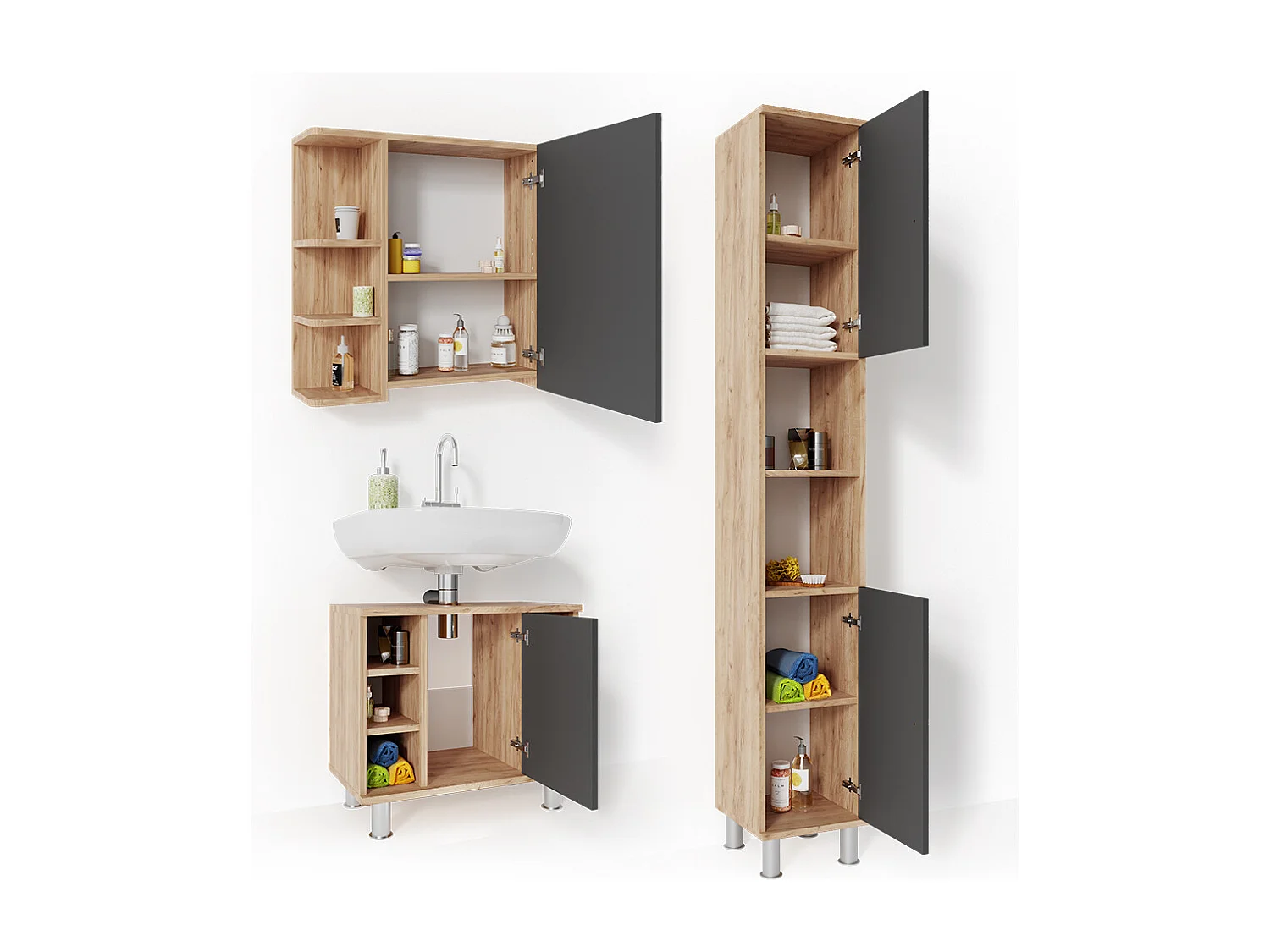 Meubles bain chêne 60x32x54 fynn