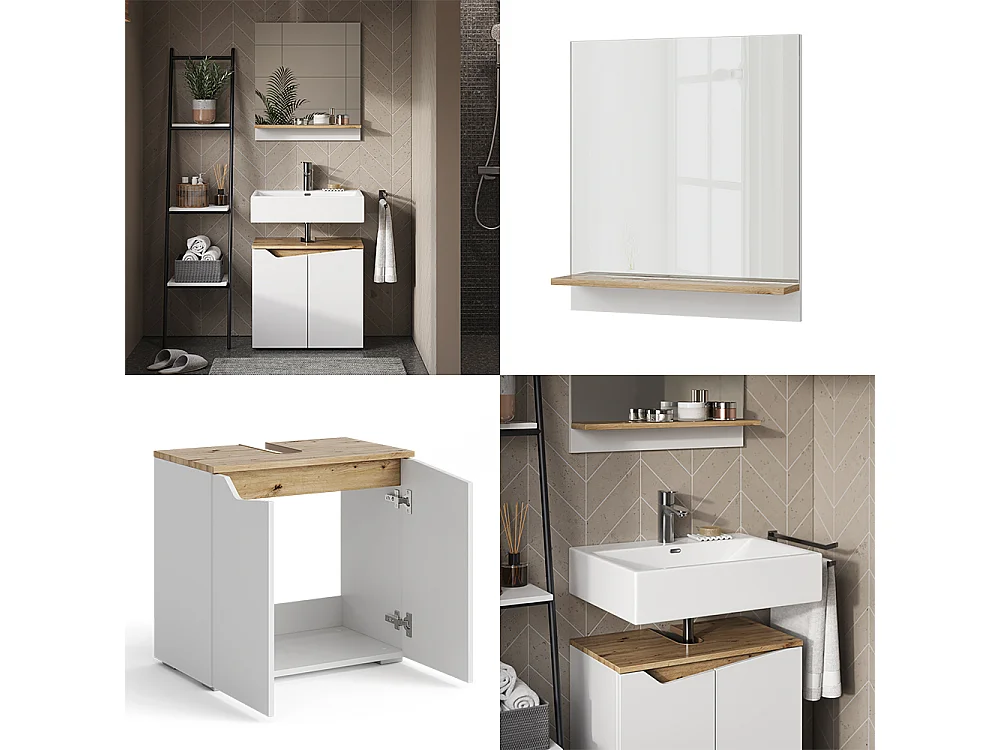 Meubles bain blanc 60x35x57 marelle