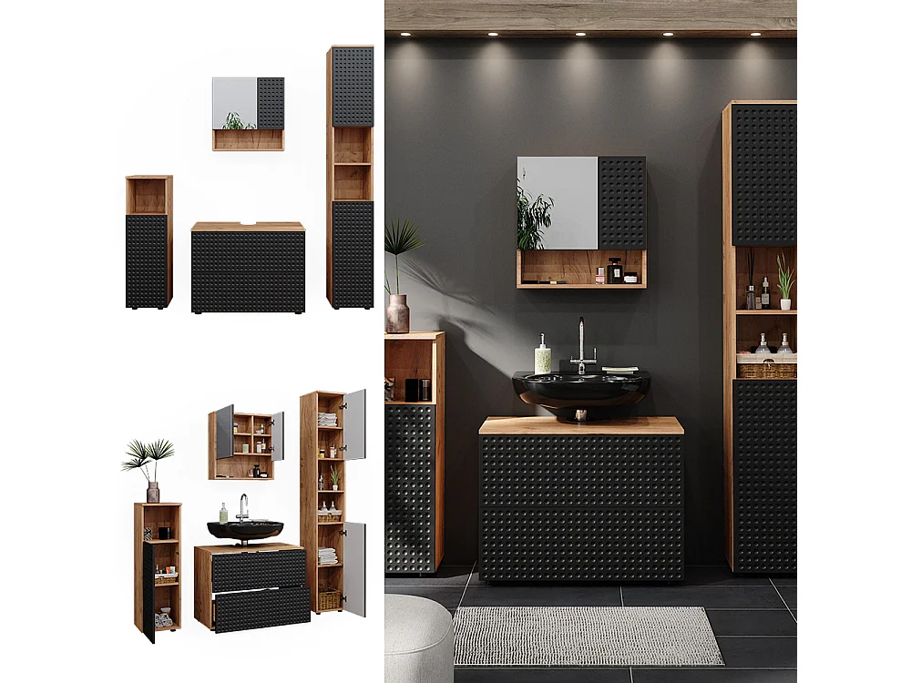 Conjunto de muebles de baño lunares antracita 80x41x58 irma