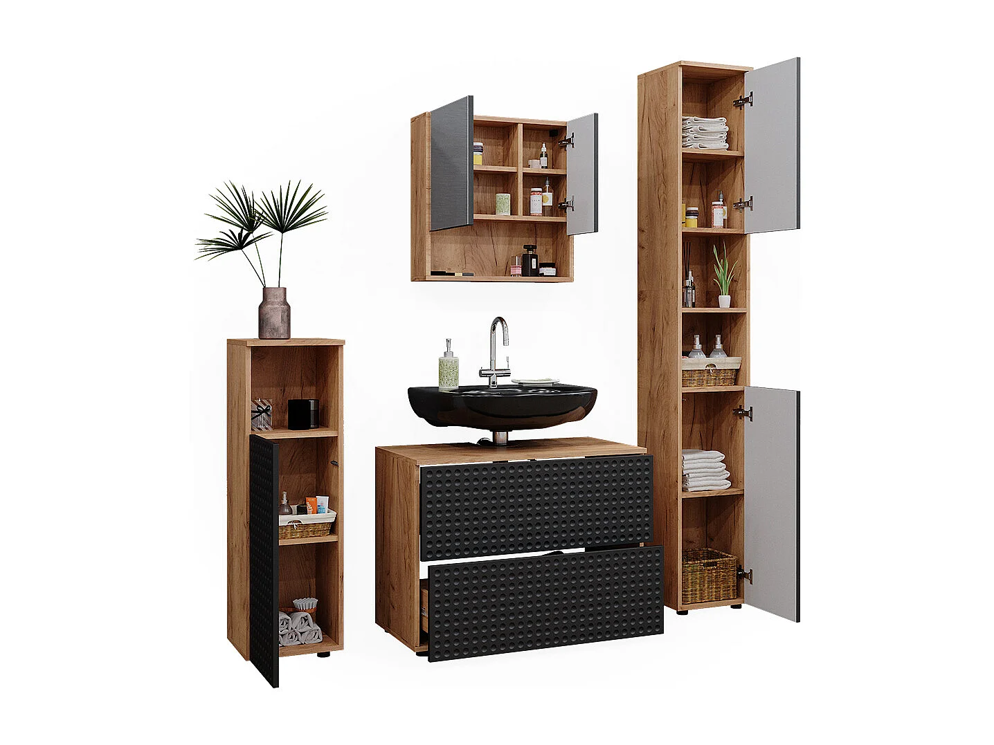 Meubles bain anthracite à pois 80x41x58 irma