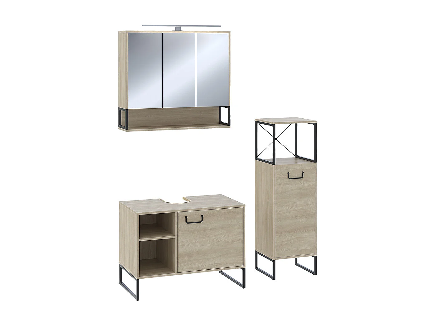 Conjunto de muebles de baño roble/negro 80x45.5x60 vionna