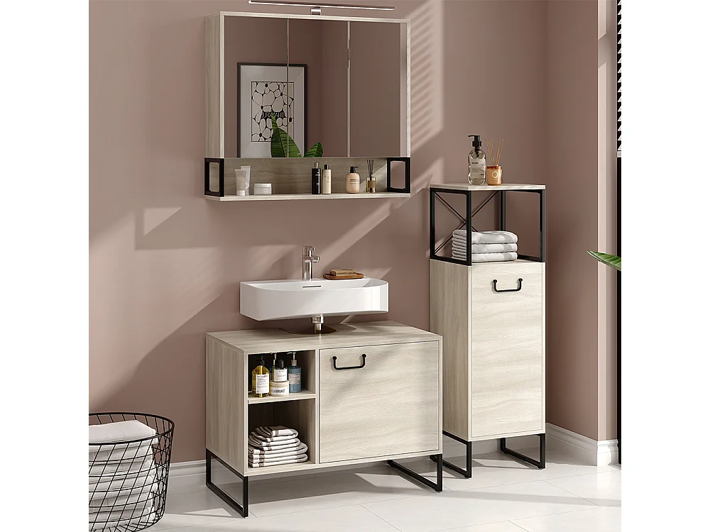 Conjunto de muebles de baño roble/negro 80x45.5x60 vionna