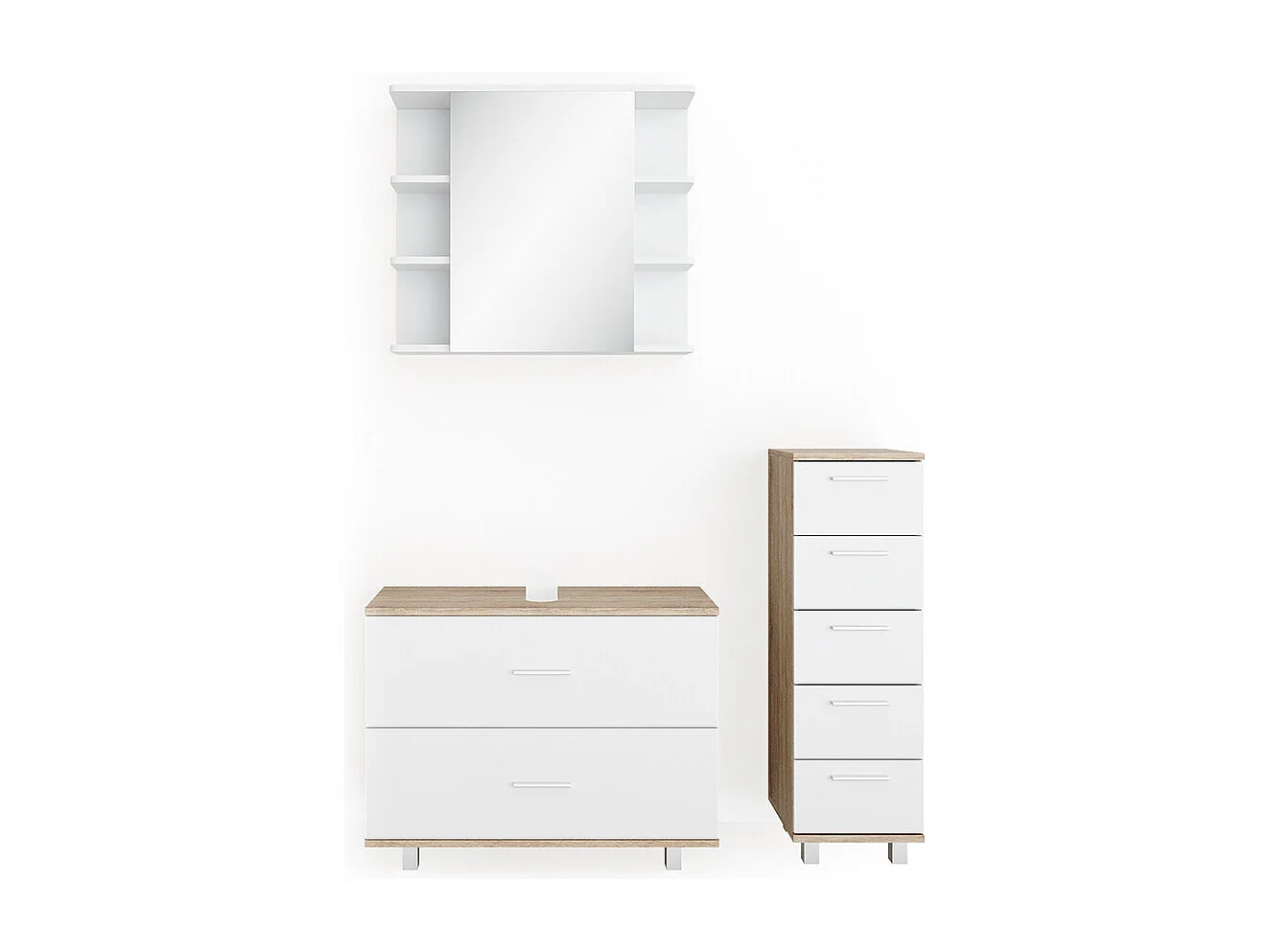 Meubles bain blanc/sonoma 80x33x60 ilias