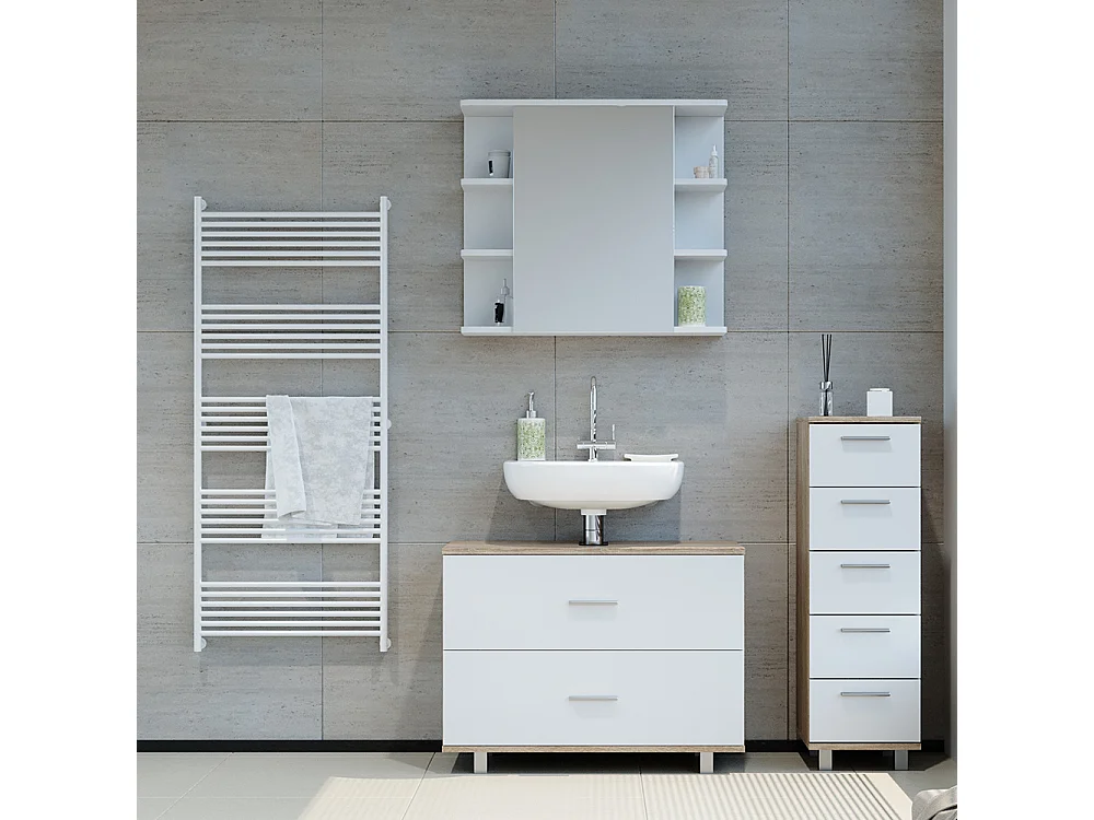 Meubles bain blanc/sonoma 80x33x60 ilias