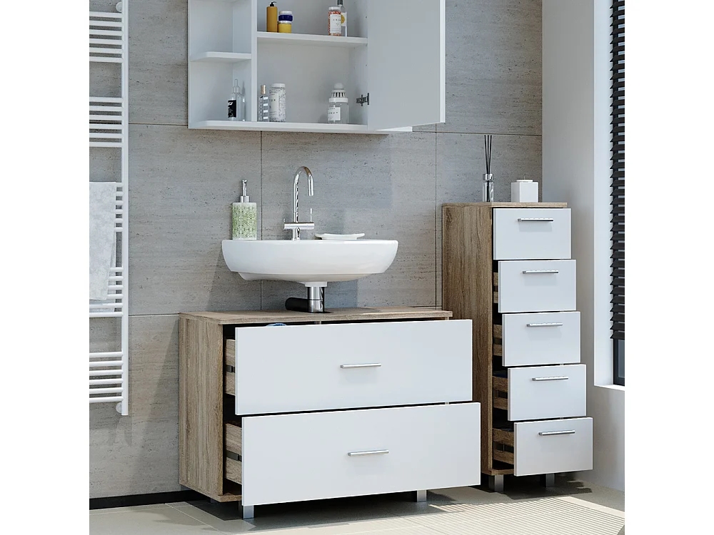 Meubles bain blanc/sonoma 80x33x60 ilias