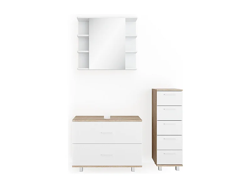 Badmöbel-Set weiß/sonoma 80x33x60 ilias