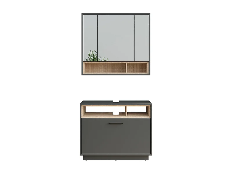 Ensemble de meubles de salle de bains anthracite/sonoma 80x35x64 beatrice