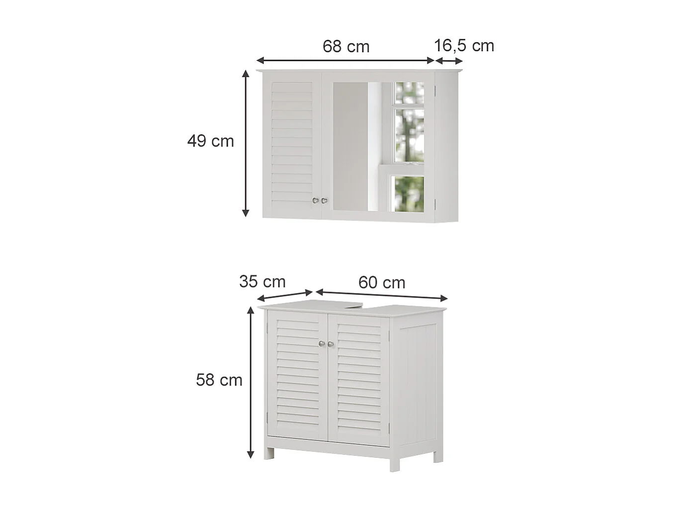 Meubles bain blanc 60x35x58 riad