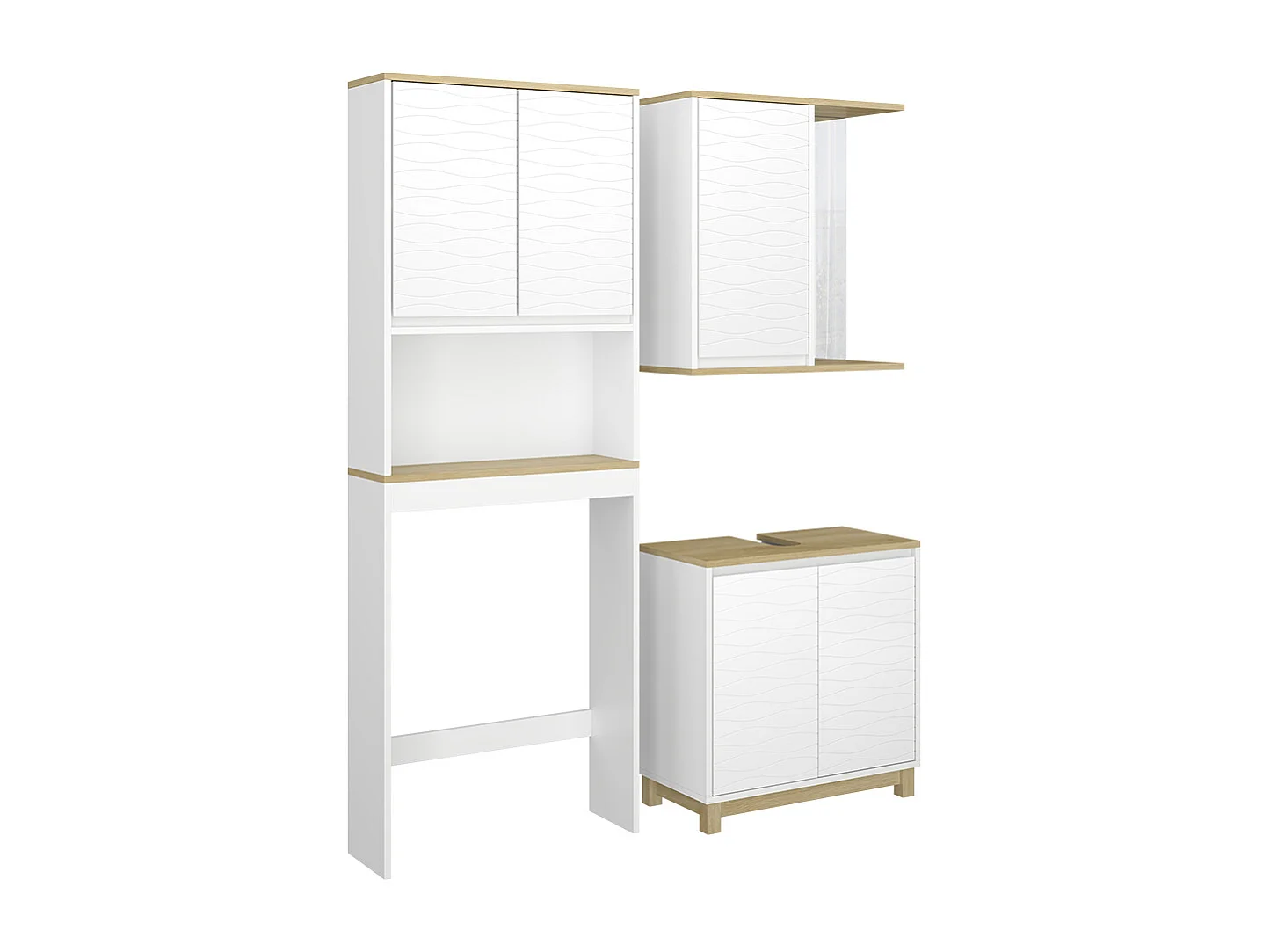 Set di mobili da bagno bianco/quercia 60x30x60 livia