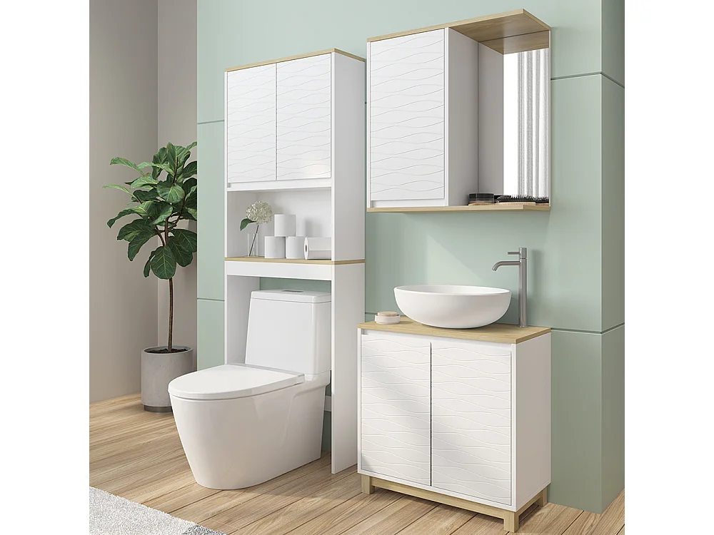 Set di mobili da bagno bianco/quercia 60x30x60 livia