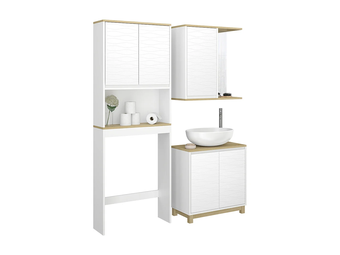 Set di mobili da bagno bianco/quercia 60x30x60 livia