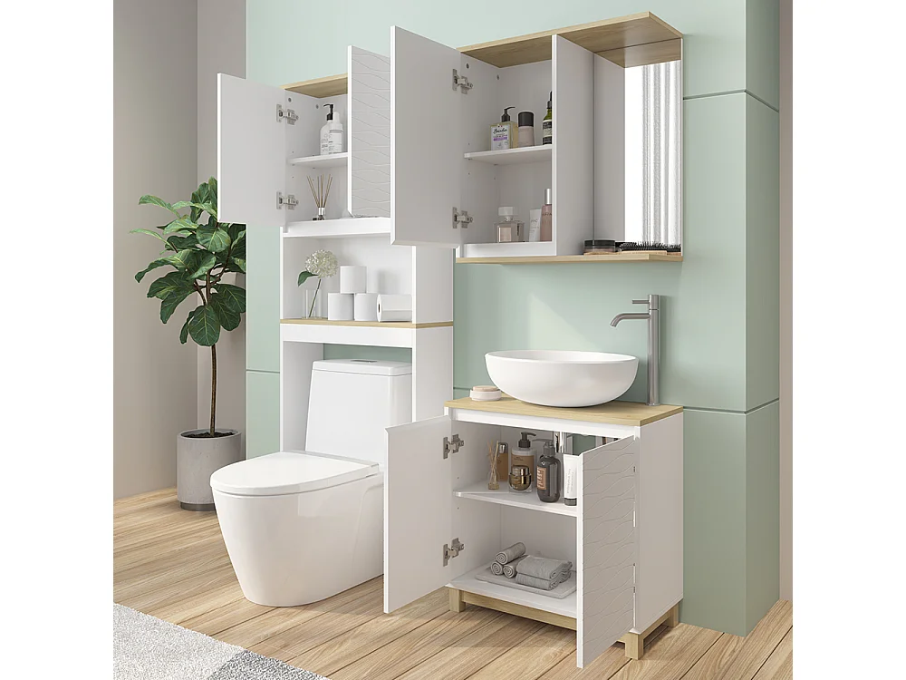 Set di mobili da bagno bianco/quercia 60x30x60 livia