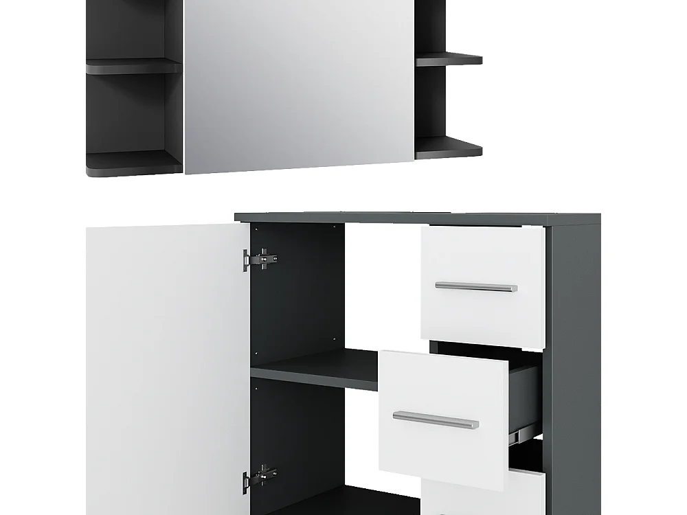 Set di mobili da bagno antracite/bianco 60.2x33x60.8 ilias