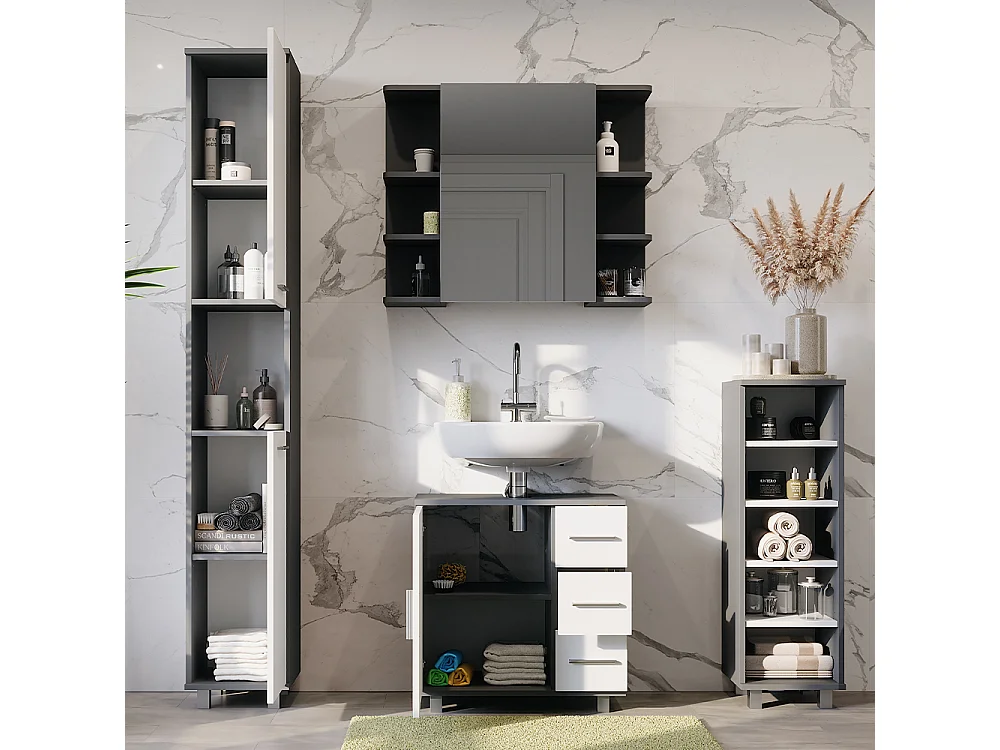 Meubles bain anthracite/blanc 60.2x33x60.8 ilias