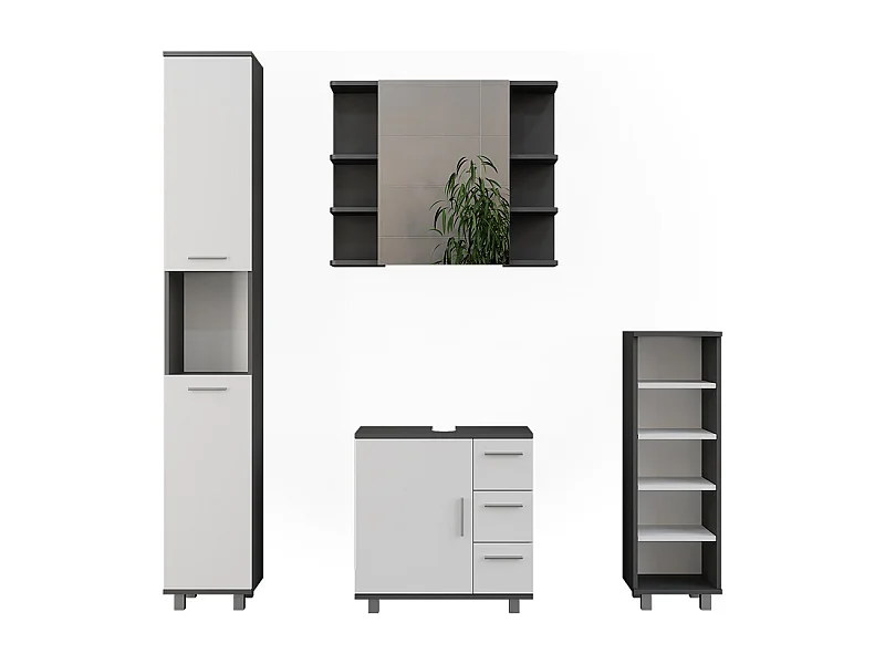 Meubles bain anthracite/blanc 60.2x33x60.8 ilias