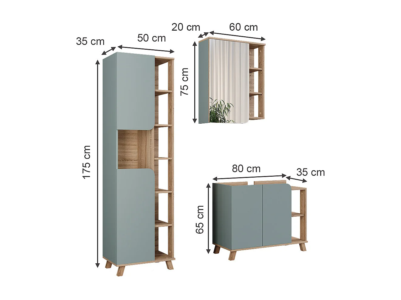 Meubles bain sonoma/bleu 80x35x65 karen