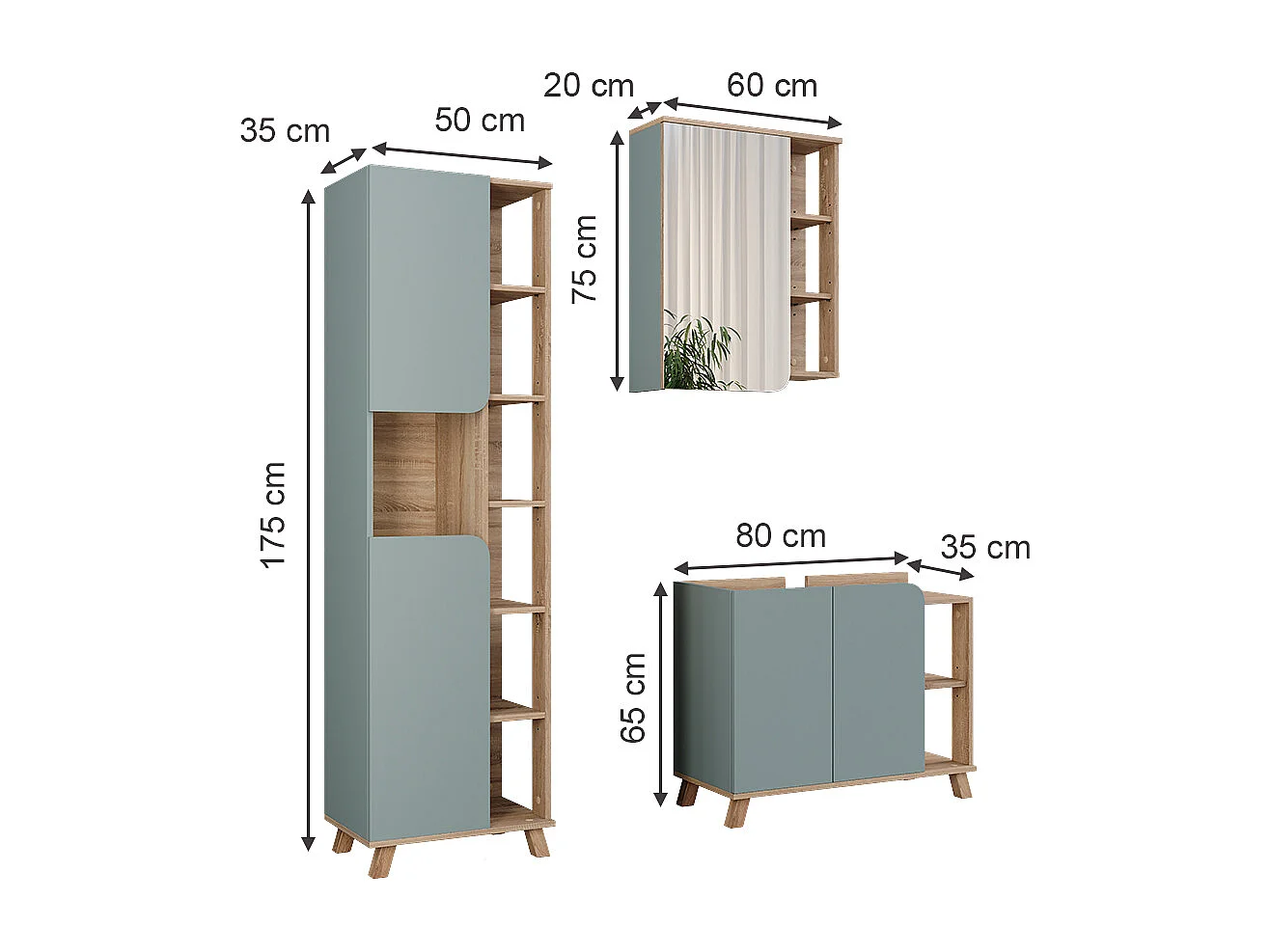 Meubles bain sonoma/bleu 80x35x65 karen