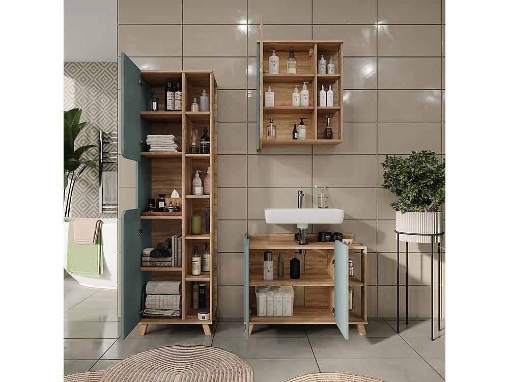 Meubles bain sonoma/bleu 80x35x65 karen