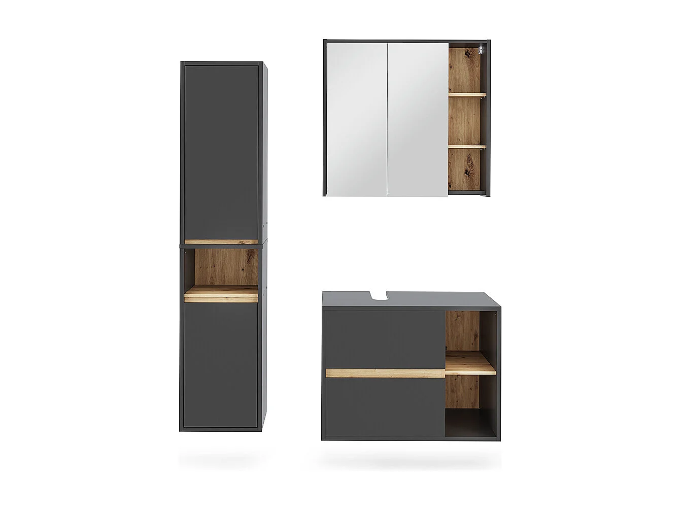 Set di mobili da bagno grigio/artisan 80x46x60 viola