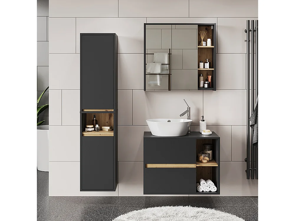 Set di mobili da bagno grigio/artisan 80x46x60 viola