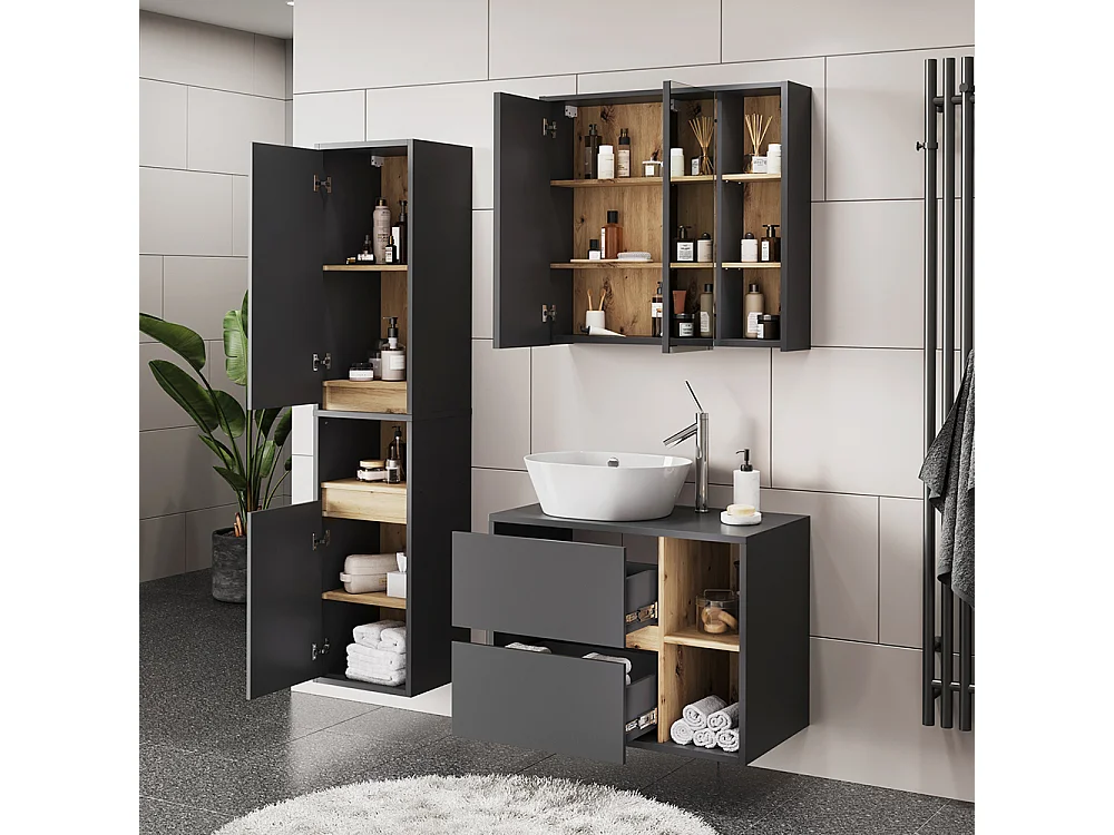 Set di mobili da bagno grigio/artisan 80x46x60 viola